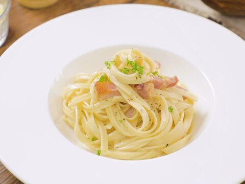 たまご入り麺を使って◎濃厚クリーミーカルボナーラ